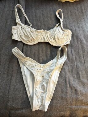 wild fable white Embroidered Underwire Bikini Set